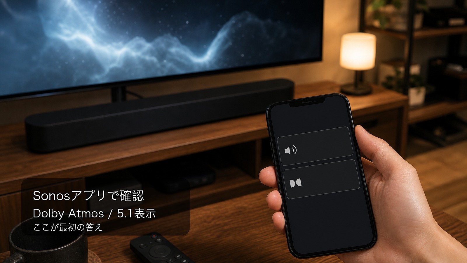SonosでDolby Atmosにならないときにアプリの音声形式を確認している様子