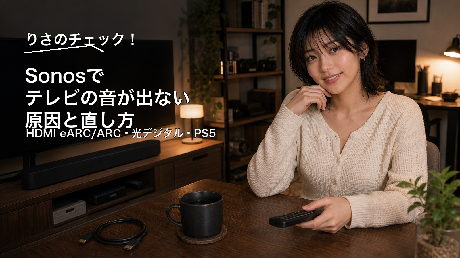 Sonosでテレビの音が出ない原因と直し方を紹介するりさ風アイキャッチ