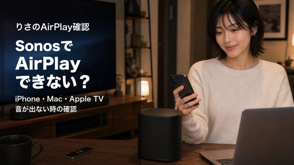 SonosでAirPlayできない時にiPhoneとMacとApple TVを確認する様子